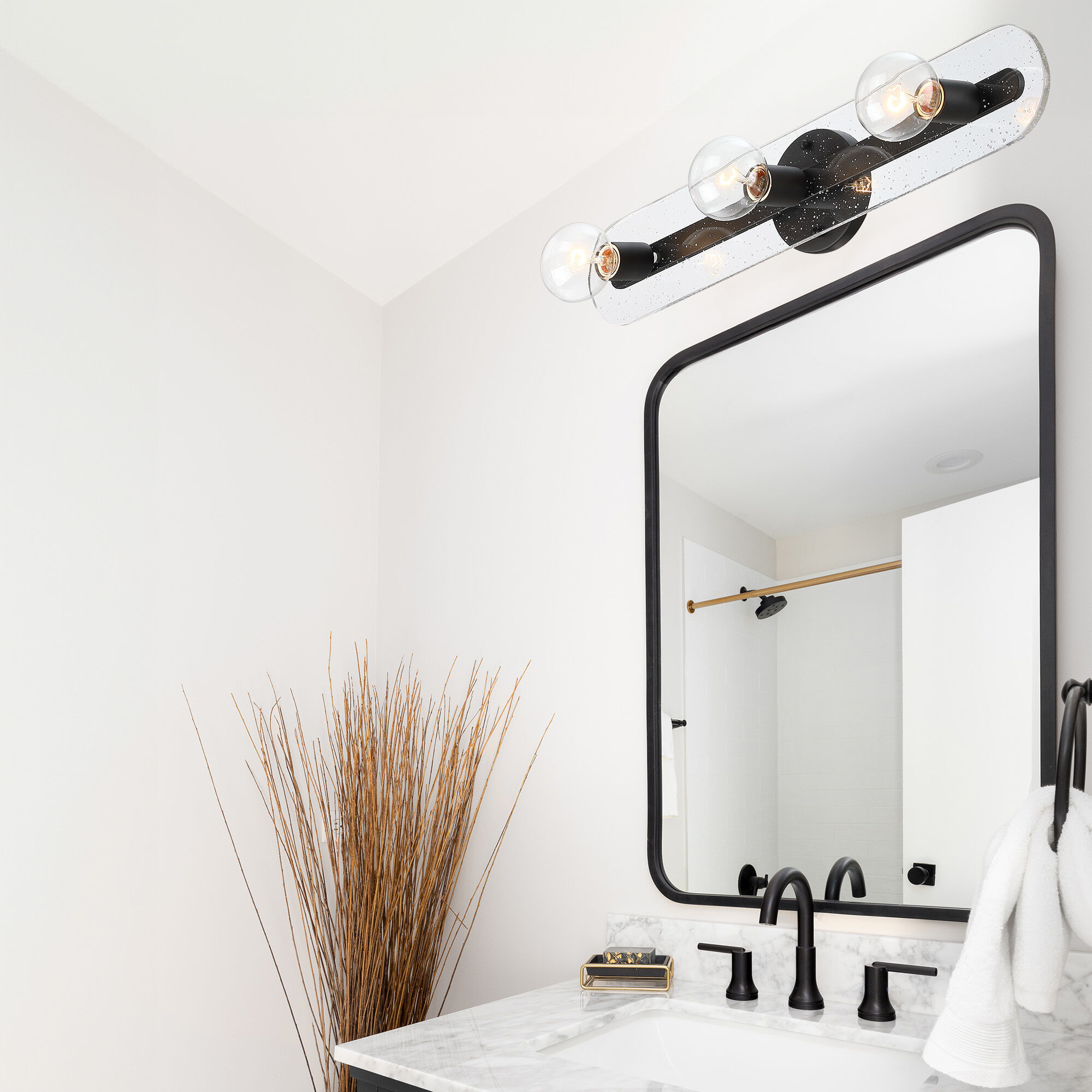 Demi 3 Light 24 inch Matte Black Vanity Light Wall Light